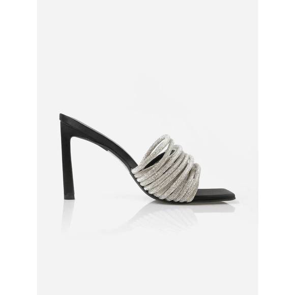 NEW JONATHAN SIMKHAI women's lena multi strap crystal mule in black - Picture 2 of 5